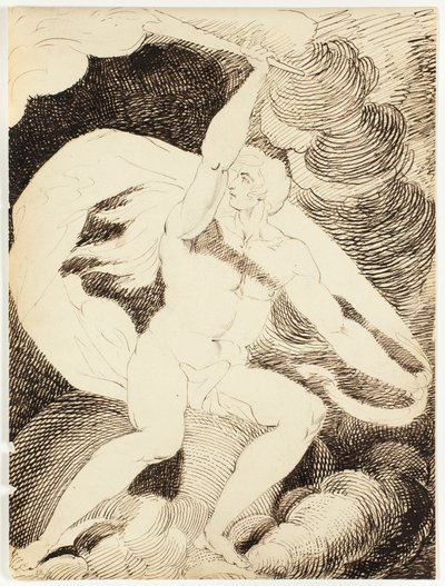 Nude Figure of a Man with Flaming Torch by William Blake