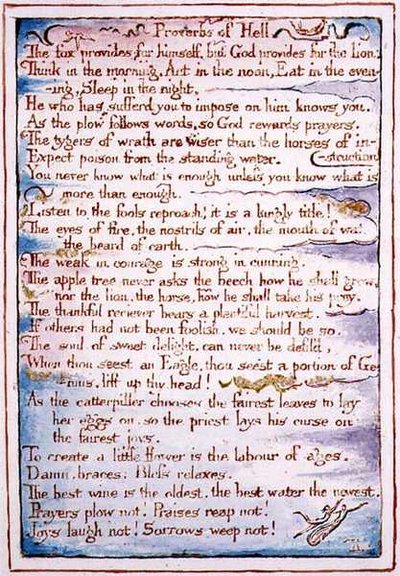 Proverbs of Hell, text from 