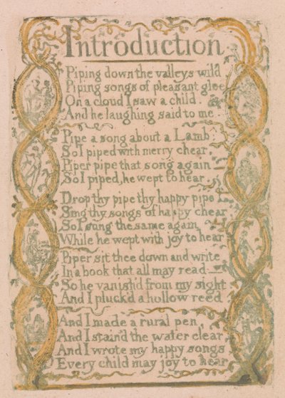 Songs of Innocence and of Experience, Plate 3, "Introduction" (Bentley 4) by William Blake