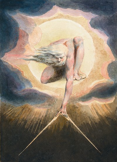 The Ancient of Days - Urizen measuring the material world (Illustration of the frontispiece of the book 