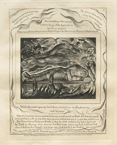 The Book of Job: Pl. 11, With Dreams Upon My Bed Thou Scarest Me and Affrightest Me by William Blake