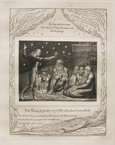 The Book of Job: Pl. 12, I am Young and ye are very Old wherefore I was afraid by William Blake