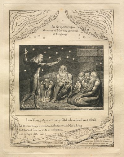 The Book of Job: Pl. 12, I am Young and ye are very Old wherefore I was afraid by William Blake