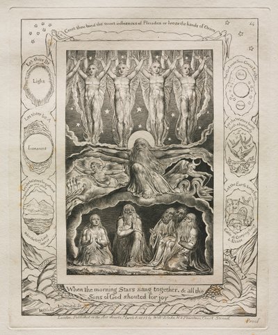 The Book of Job: Pl. 14, When the morning Stars sang together, and all the Sons of God shouted for joy by William Blake