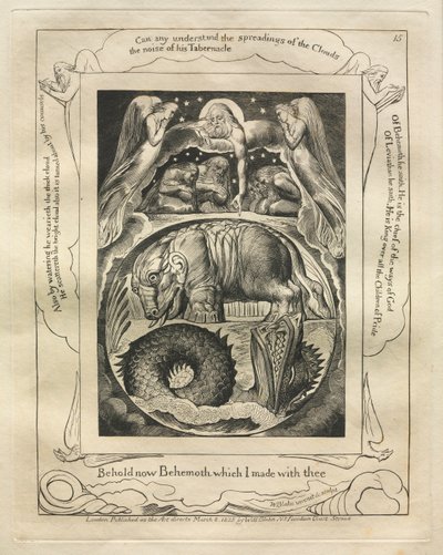 The Book of Job: Pl. 15, Behold now Behemoth which I made with thee by William Blake