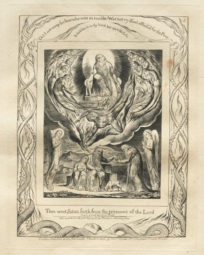 The Book of Job: Pl. 5, Then went Satan forth from the presence of the Lord by William Blake