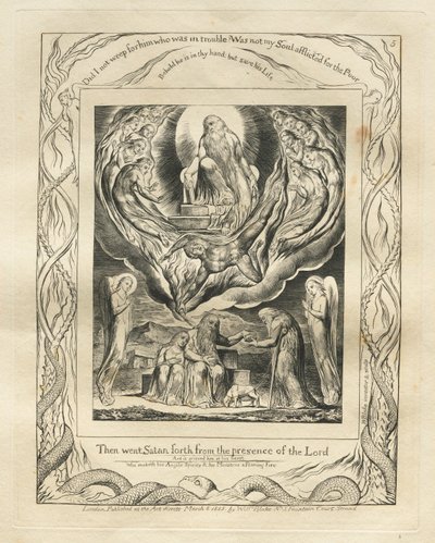 The Book of Job: Pl. 5, Then Went Satan Forth from the Presence of the Lord by William Blake