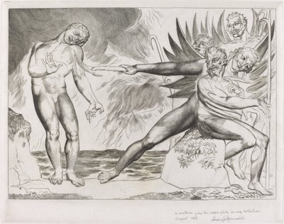 The Circle of the Corrupt Officials; the Devils Tormenting Ciampolo by William Blake
