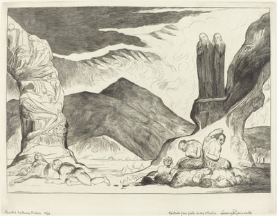 The Circle of the Falsifiers, Dante and Virgil Covering their Noses because of the stench by William Blake