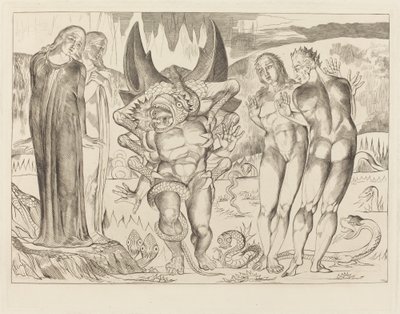 The Circle of the Thieves; Agnolo Brunelleschi Attacked by a Six-Footed Serpent by William Blake
