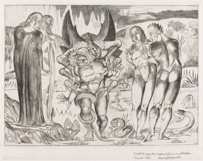 The Circle of the Thieves; Agnolo Brunelleschi Attacked by a Six-Footed Serpent by William Blake