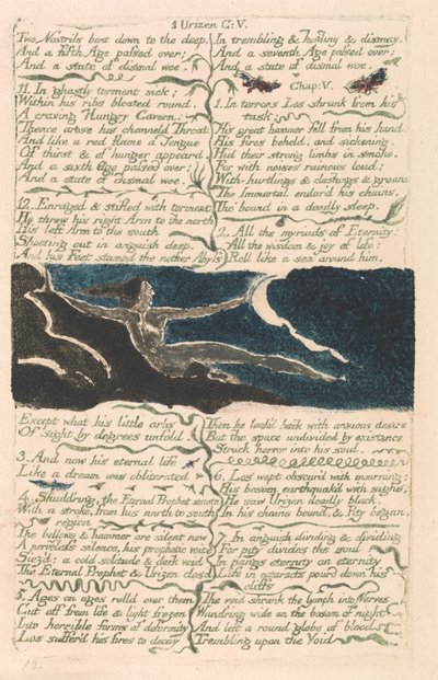 The First Book of Urizen, Plate 11, Two Nostrils Bent Down to the Deep (Bentley 13) by William Blake