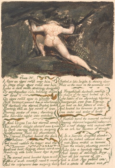 The First Book of Urizen, Plate 9, "Chap: IV | 1 Ages on ages roll