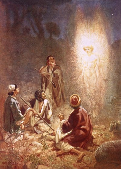 An Angel Announcing to the Shepherds of Bethlehem the Birth of Jesus by William Brassey Hole