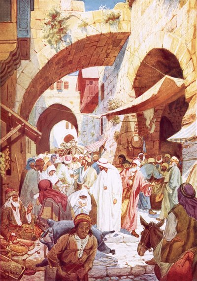 Jesus healing a woman in the crowd while on the way to the house of Jairus by William Brassey Hole