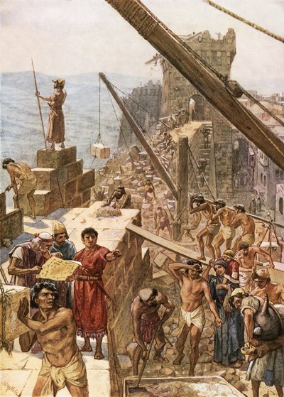 Rebuilding the Wall of Jerusalem Under Nehemiah by William Brassey Hole