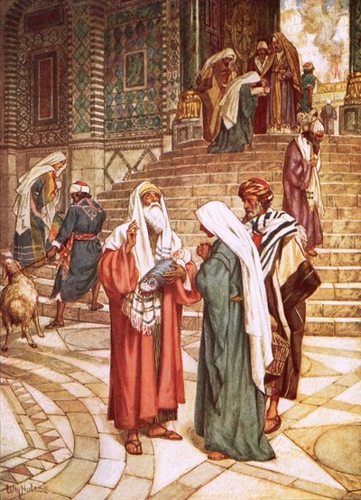 The child Jesus brought to the temple and recognised by Simeon as the saviour by William Brassey Hole