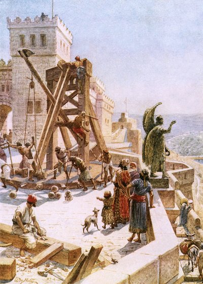 Uzziah erects engines of war on the walls of Jerusalem by William Brassey Hole