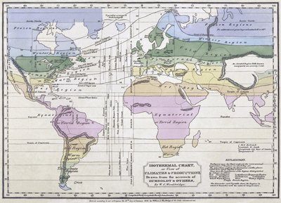 Isothermal Chart, or, View of Climates and Productions, Illustration from Accounts by Alexander von Humboldt, 1823 by William C. Woodbridge