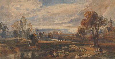 Landscape with Sheep by William Callow