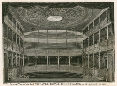 Internal view of the old Theatre Royal, Drury Lane, London, as it appeared in 1792 by William Capon