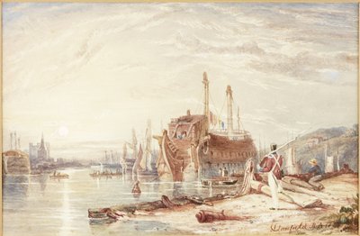 Hulk in Falmouth Harbour by Clarkson Frederick Stanfield