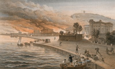 Burning of the Government Buildings at Kertch, 9 June 1855 by William Crimea Simpson