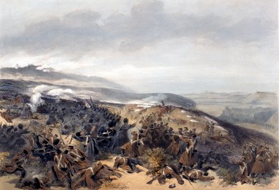 Second Charge of the Guards when they retook the Two Gun Battery at the Battle of Inkerman, engraved by Edmond Morin from The Seat of War in the East - First Series, published by Colnaghi by William Crimea Simpson