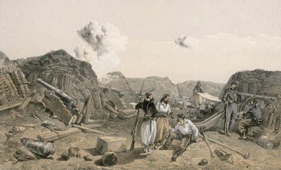 Sketch in the interior of the Mamelon Vert, looking south by William Crimea Simpson