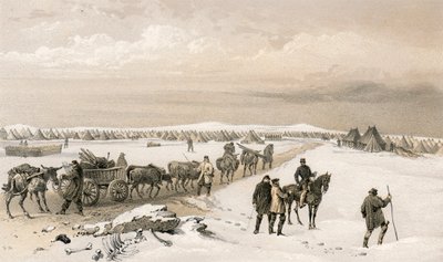 The camp of the 1st Division, looking north towards the camp of the 2nd Division, the Heights of Inkermann in the distance by William Crimea Simpson