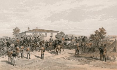 The funeral cortege of Lord Raglan leaving Head Quarters by William Crimea Simpson
