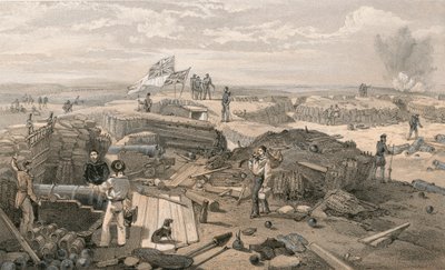 The interior of the Redan, taken from its left face looking towards the Salient angle, looking south by William Crimea Simpson