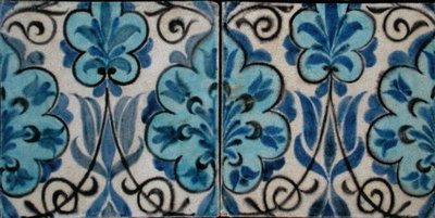Two Tiles with Persian Style Design by William de Morgan