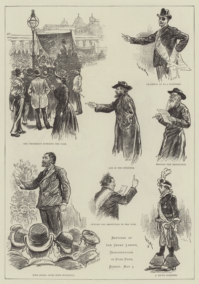 Sketches at the Great Labour Demonstration in Hyde Park by William Douglas Almond