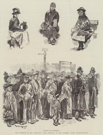 The Distress in the East-End, Great Meeting at the Assembly Hall, Mile-End-Road by William Douglas Almond