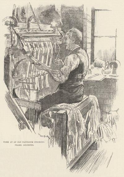 Work at an Old Handloom Stocking-Frame, Leicester by William Douglas Almond