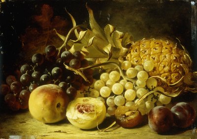 A Still Life with Grapes, Peaches, Plums and a Pineapple by William Duffield