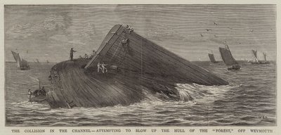 The Collision in the Channel, attempting to blow up the Hull of the Forest, off Weymouth by William Edward Atkins