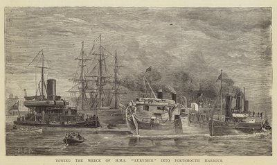 Towing the Wreck of HMS Eurydice into Portsmouth Harbour by William Edward Atkins