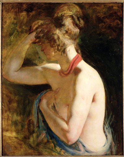 Half length nude, right arm raised to head by William Etty