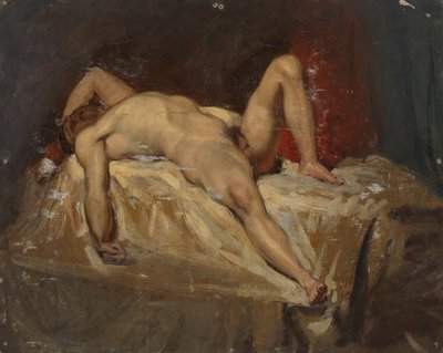 Male Nude Lying Down, Raised Left Knee by William Etty