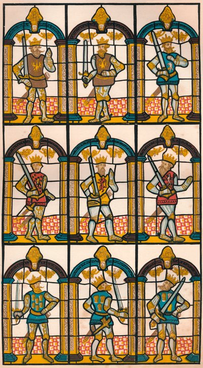 Painted Window - Two Saxon Earls of Mercia, and Seven Norman Earls of Chester by William Fowler