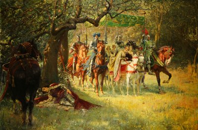 How Four Queens Found Sir Lancelot Sleeping by William Frank Calderon
