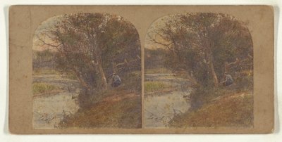 Man in pensive mood seated at riverbank by William Grundy