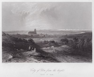 City of Ulm from the heights (engraving) by William H. Bartlett