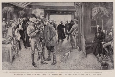 Awaiting Orders for the Front, a Detachment of Imperial Yeomanry at Norwich by William Hatherell
