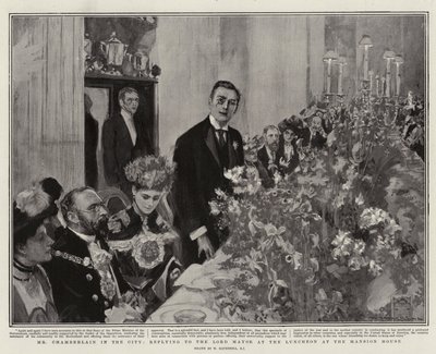 Mr Chamberlain in the City, replying to the Lord Mayor at the Luncheon at the Mansion House by William Hatherell