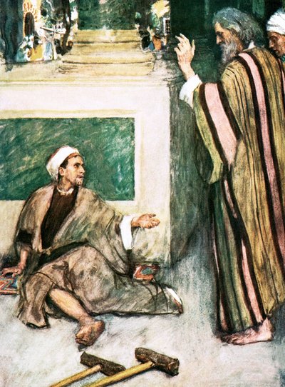 Peter and John healing the lame man by William Hatherell
