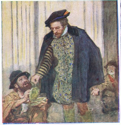 Shakespeare Gives a Penny to a Beggar, from My Magazine by William Hatherell
