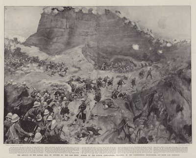 The Assault on the Dargai Hill on 20 October, the Pass Being Rushed by the Gordon Highlanders, Followed by the Dorsetshires, Derbyshires, 3rd Sikhs and Gurkhas by William Hatherell